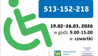 grafika informująca o bezpłatnych poradach podatkowych dla osób z niepełnosprawnościami